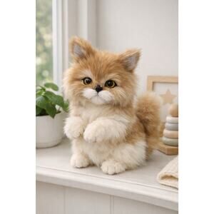 Vintage Realistic Plush Kitten Sound Meow Cat Toy 9” Soft Fur Untested